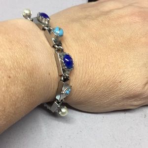 SALE! Pretty silver tone bracelet with stones